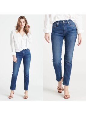 NEW CQY BFF Straight Leg Jean 26 Sincere Dark Wash High Waisted Ankle Crop